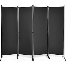 Paravent Intérieur à 4 Panneaux Pliable Détachables 220x173 cm/Cloison de Séparation Cadre en Fer
