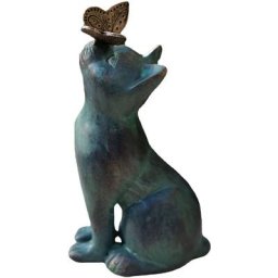 Statue Chat papillon,Figurine de Chat Curieux en résine, Sculpture Animale extérieure pour Cour