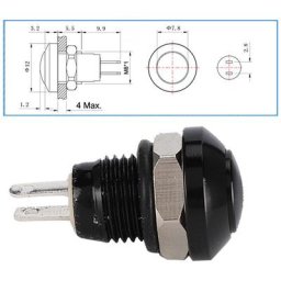 1A 24V 8mm Mini voiture étanche bouton poussoir momentané interrupteur d'alimentation en alliage