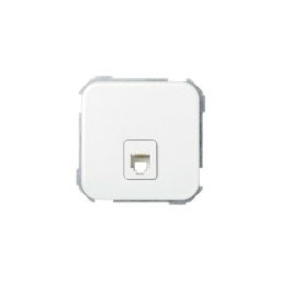 Prise téléphonique Simon 31 avec 4 connexions blanc neige Simon