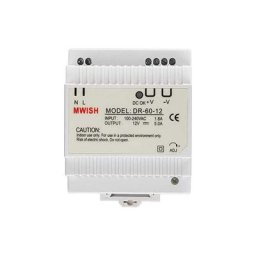 Moonstars - Transformateur modulaire monobloc pour sonnette vidéo 12V/5.0A, DR-60-12 Alimentation