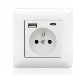 Panneau de prises françaises Type-c+USB16A Type 86, nombre de prises : 2 trous, nombre de ports usb