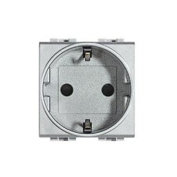 Prise Schuko 2P t 10/16A 250V ac avec 2 modules tech Bticino