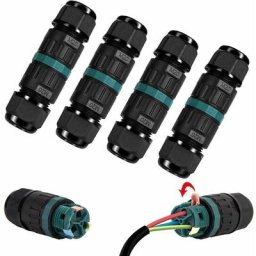 Lot de 4 Connecteur électrique etanche IP68 - Connecteur étanche à 3 broches pour câble de Ø5-12 mm