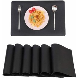 Blue Dream - Noir Lot de 6 Sets de Table,6 Pièces Sets pvc Set de Table(41 x 31CM),Antidérapant