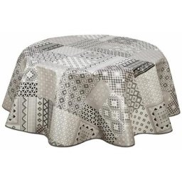 Nappe ronde en toile cirée design Idaly - Diam. 150 - Gris