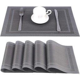 6 Set de Table en pvc, Antidrapant et Impermable, Lavable, Respectueux de l'environnement (gris)