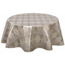 Nappe ronde en toile cirée design King - Diam. 135 - Marron