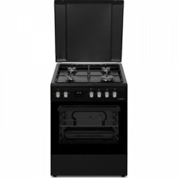 Schneider - Cuisiniere a gaz vintage SCG6MFCB - 4 feux - 88.4 cm - Noir