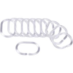 1001kdo Hygiene&beaute - Set de 12 anneaux rideaux de douche plastique 4 x 6 cm transparent