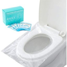 Lot de 60 housses de siège de toilette jetables en plastique, imperméables et antidérapantes,