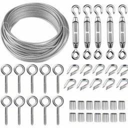 Kit de câble métallique en acier inoxydable de 30 m/2 mm avec tendeur de fil robuste M5, kit de