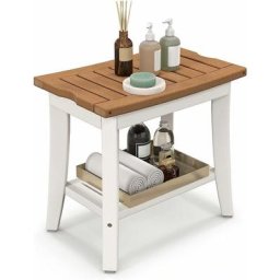 Tabouret Salle de Bain à 2 Niveaux, Petit Tabouret de Douche Imperméable Antidérapant avec Étagère