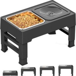 Gamelles Chiens Surélevées de 4 Hauteurs, Support Surélevé avec Gamelle de Nourriture Inoxydable de