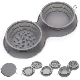 Deux bols pliables pour chien – Bol pliable pour chien à alimentation lente en silicone portable
