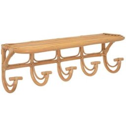 Tagère avec patères 5 crochets Aoni en rotin beige Atmosphera créateur d'intérieur - Beige