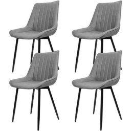 Lot de 4 Chaises de salle à manger Chaises en cuir artificiel respirant avec pieds en métal - Gris