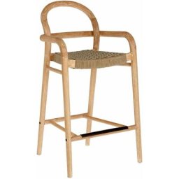 Kave Home - Tabouret Sheryl en bois massif d'eucalyptus et corde beige hauteur 69 cm fsc 100%