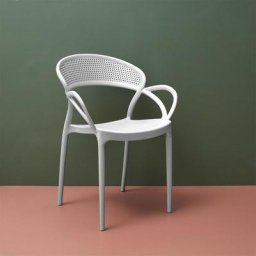 Chaise design extérieur/intérieur empilable - Blanc - l 82 x h 57 x l 58.5 cm - Livraison gratuite
