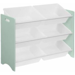 Meuble de rangement pour enfant avec 6 casiers, vert céladon - Tobias - mdf décor bois naturel, l