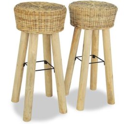 Tabourets de bar lot de 2 rotin naturel Vidaxl Brun