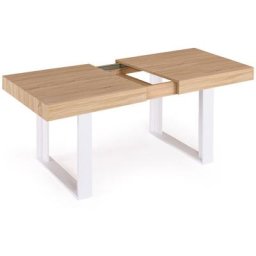 Table à manger extensible phoenix 6-10 personnes bois et blanc 160-200 cm - Bois-clair