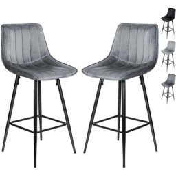Lot de 2 Tabourets de Bar Tabourets Hauts de Bistrot avec Repose-Pieds Assise en Velours Pieds en