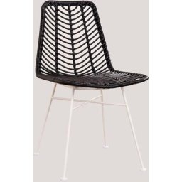 Chaise en Rotin Synthétique Gouda Colors Sklum Noir Blanc - Noir Blanc