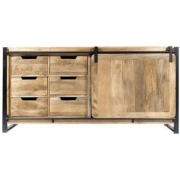 Buffet en bois de manguier avec porte coulissante New-York - Noir