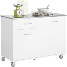 Sobuy - FKW117-W Desserte de Cuisine sur Roulettes Chariot de Cuisine Îlot de Cuisine Buffet avec