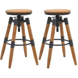 Tabourets de bar lot de 2 bois de sapin solide Vidaxl Brun