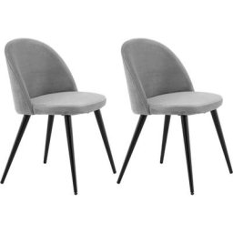 Chaise en velours avec pieds en acier Velvet (Lot de 2) - Gris