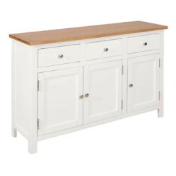 Buffet 3 portes 3 tiroirs acacia blanc et chêne clair Félicie