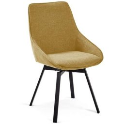 Kave Home - Chaise pivotante Jenna jaune moutarde et pieds en acier noir - Moutarde