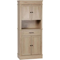 Buffet haut armoire de cuisine multi-rangement 2 placards 2 portes tiroir niche mdf panneaux aspect