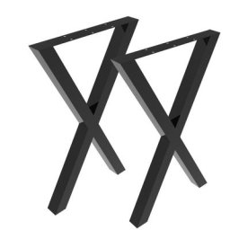 Hofuton Set 2 Pieds de Table - 50 x 71 cm - Forme x - Noir - Acier Revêtu de Poudre - Pied de