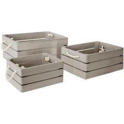 Atmosphera - Lot de 3 caisses cagettes - Gris - l 35 x p 25 x h 15 cm - Collection bohemian dream