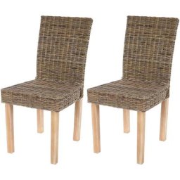 HW - Lot de 2 chaises de sjour Littau chaise en osier, rotin kubu