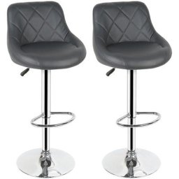 Lot de 2 Tabourets de Bar, Sièges pour Cuisine, Hauteur Réglable, 360° Pivotant, pour Bar, îlot de