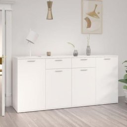 Buffet Blanc 160x36x75 cm Aggloméré,design élégant,pour Salon,cuisine