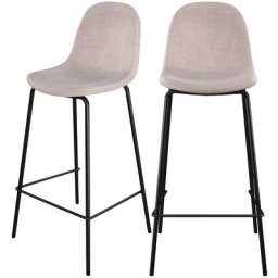 Chaise de bar mi-hauteur Henrik en tissu beige 65 cm (lot de 2) - Beige