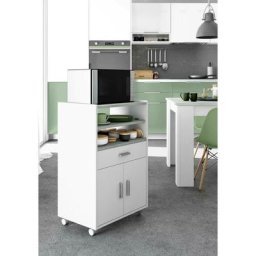 Chariot Scottsdale, Meuble auxiliaire de cuisine à roulettes, Armoire polyvalente avec 2 portes et