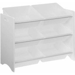 Meuble de rangement pour enfant avec 6 casiers, blanc - Tobias - mdf décor bois naturel, l 84 x p