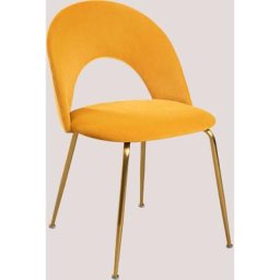 Chaise de Salle à Manger en Velours Glorys Sklum Miel Doré - Doré Miel