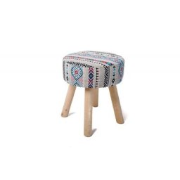 Tabouret, pouf, repose-pieds Tissu Multicolore Chiné 34x34x38cm- Meuble de salon - Multicolore