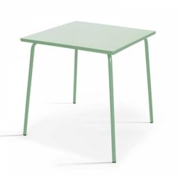 Oviala - Table carrée bistro acier vert sauge 70 cm - Palavas - Gris