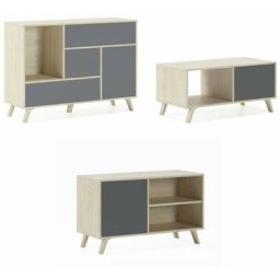 Skraut Home - Ensemble Wind - Salon, Salle à manger - buffet + meuble tv100 + table basse - couleur
