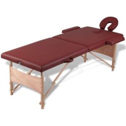 Bonnevie - Table pliable de massage Rouge 2 zones - Table de relaxation avec cadre en bois BV637077