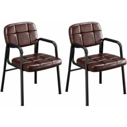 Lot de 2 Fauteuil Salon Chaises de Visiteur Siège Rembourré en SmiliCuir Fauteuil d'accueil