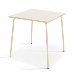 Oviala - Table carrée bistro acier ivoire 70 cm - Palavas - Gris